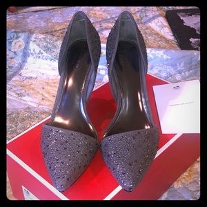 COACH Camille Suede/GemStone Heels in Fthr Grey